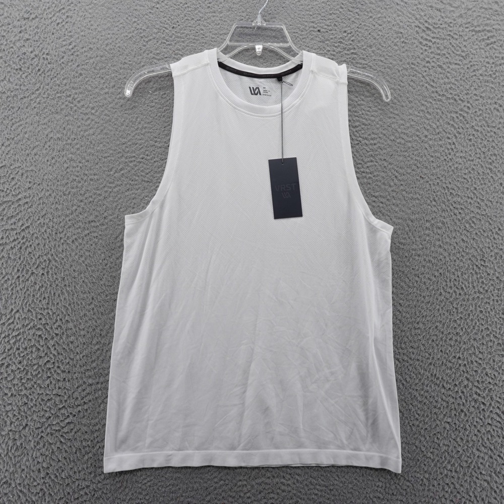 VRST Mens Small Circuit Seamless Tank Top Pure White Space Dye Training NEW